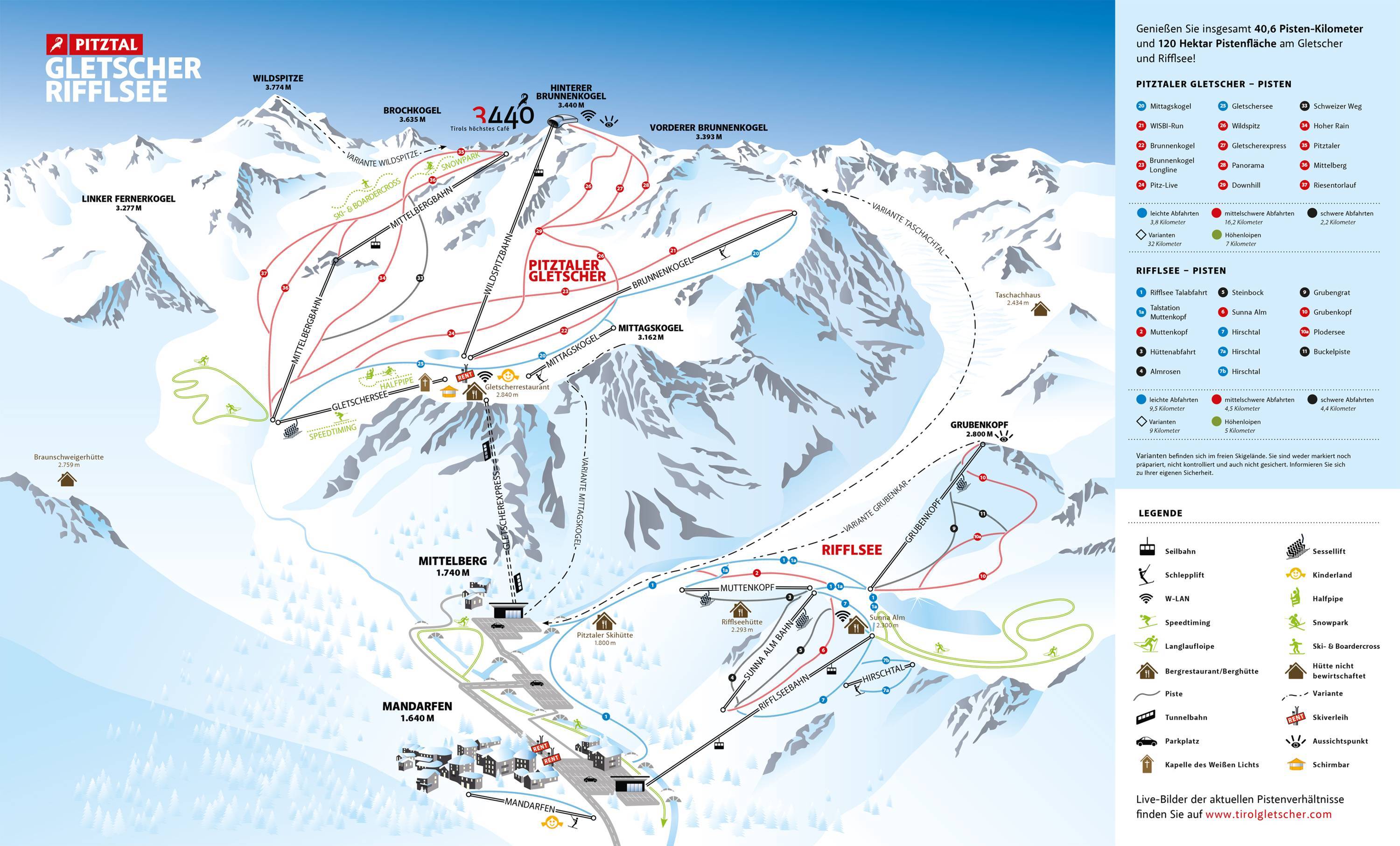 Plan Des Pistes Pitztaler Gletscher Glacier De Pitztal