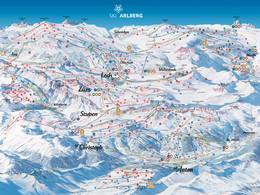 Plan des pistes St. Anton/St. Christoph/Stuben/Lech/Zürs/Warth/Schröcken – Ski Arlberg